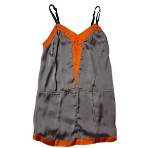GO International Orange and Gray Long Adjustable Strap Camisole Top - Size XS